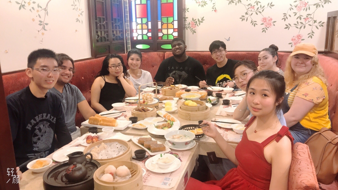 group eating in China
