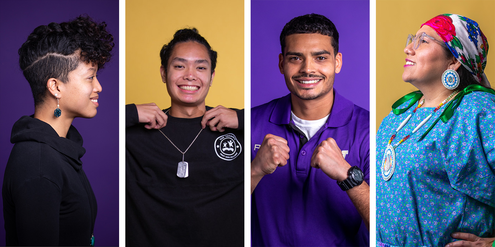 Portraits of UW Tacoma first generation students, staff and faculty.