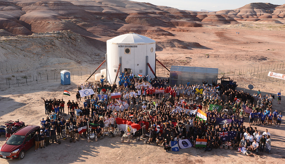 View of the 2019 University Rover Challenge at the Mars Society Desert Field Station in Hanksville, Utah. Photo courtesy the Mars Society.
