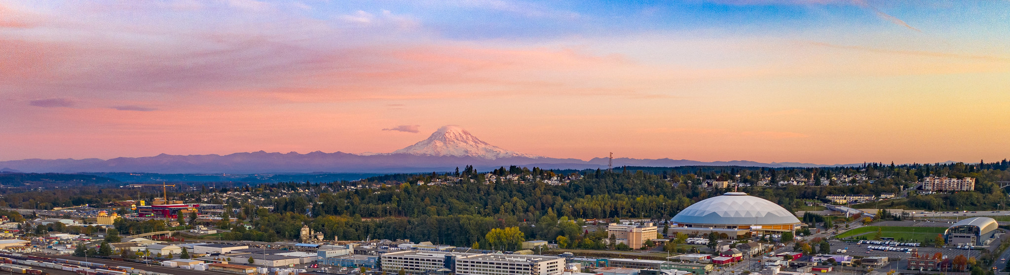 Downtown Tacoma and Mt Rainier