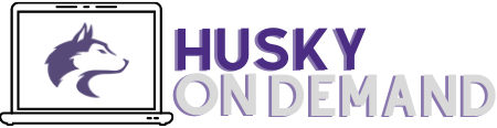 On the left side of the banner image, there's a husky logo head inside a laptop computer with "Husky On Demand" stacked to the right of the computer