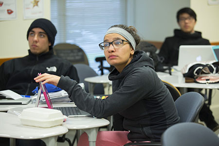 Student listening in class