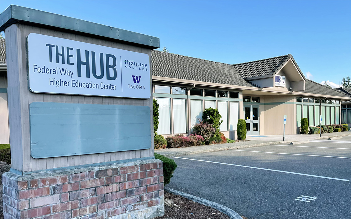 Signage and structure for The HUB: Federal Way Higher Education Center