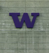 Picture of Purple W on Cement Wall