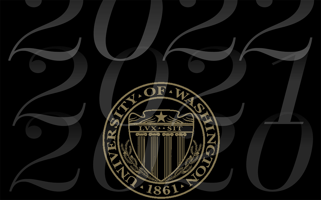Seal of University of Washington with years 2022, 2021 and 2020 in background