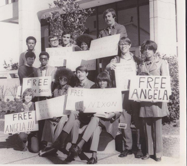 Mike Honey, 3rd from left back row, at "Free Angela Davis" rally.