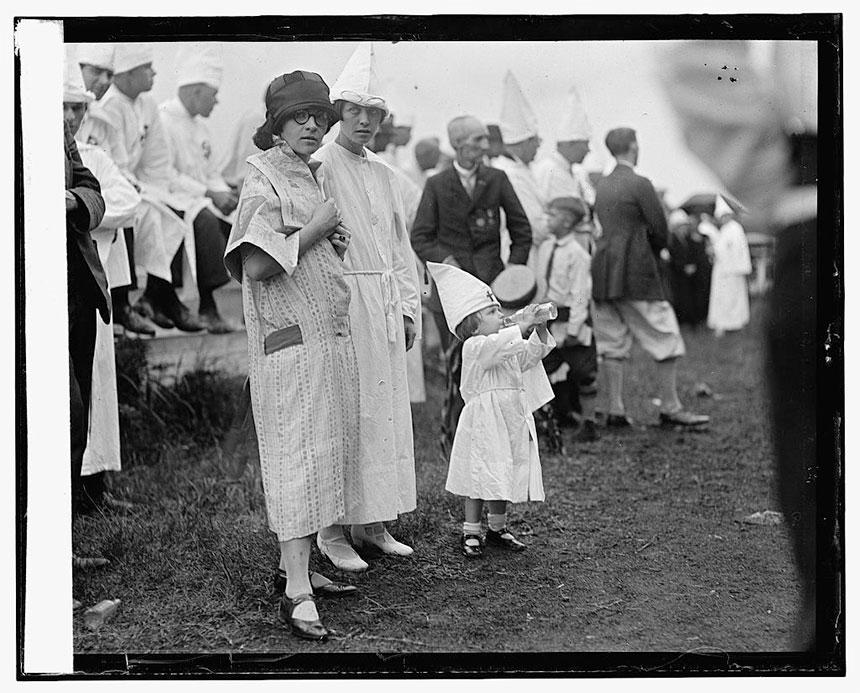 Black and white 1925 photo showing women attending a Ku Klux Klan revival.