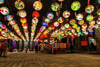 Lanterns in Pujidian Temple in Tainan, Taiwan