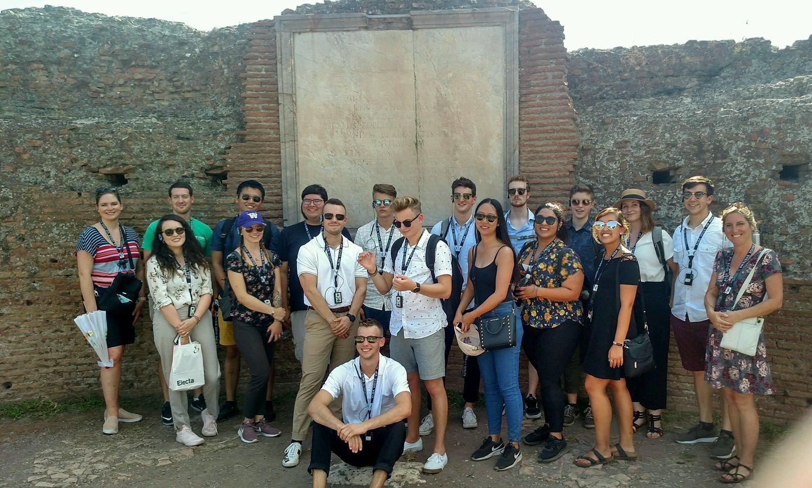 group of students at ancient site in Rome
