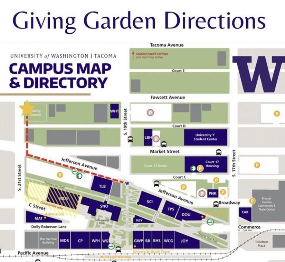 Map with directions to Giving Garden