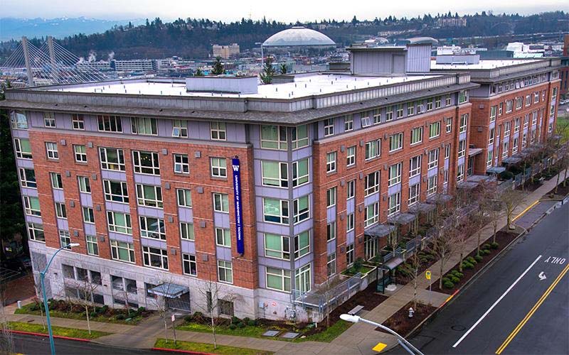Aerial view of Court 17, UW Tacoma student apartment building