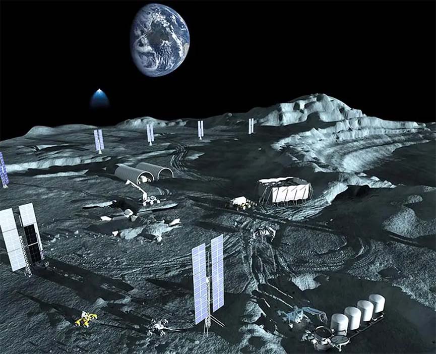 Artist's rendering of possible mining colony on moon. Image artist: Anna Nesterova.