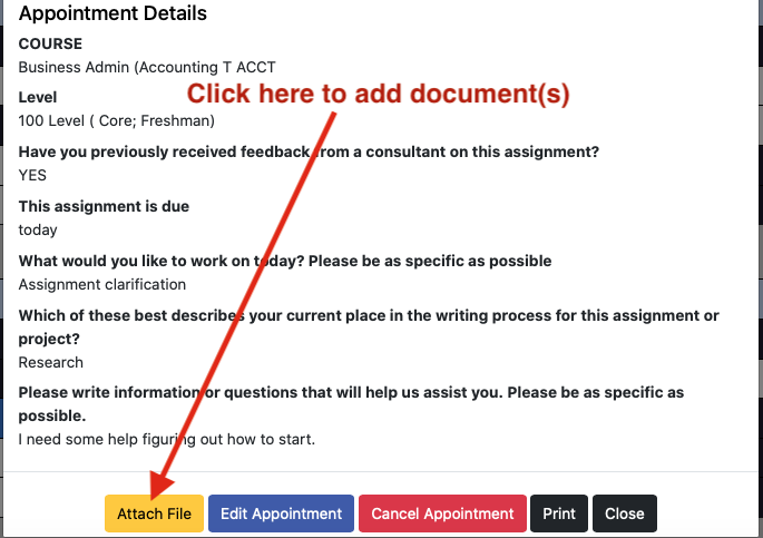 image showing how to add document to appointment