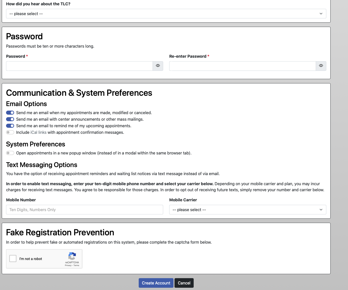 image of account registration page