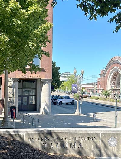 View of UW Tacoma building GWP Pacific Avenue entrance