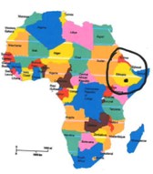 Map of Africa with the country of Ethiopia circled