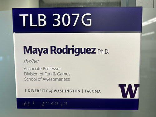 Example of a door sign