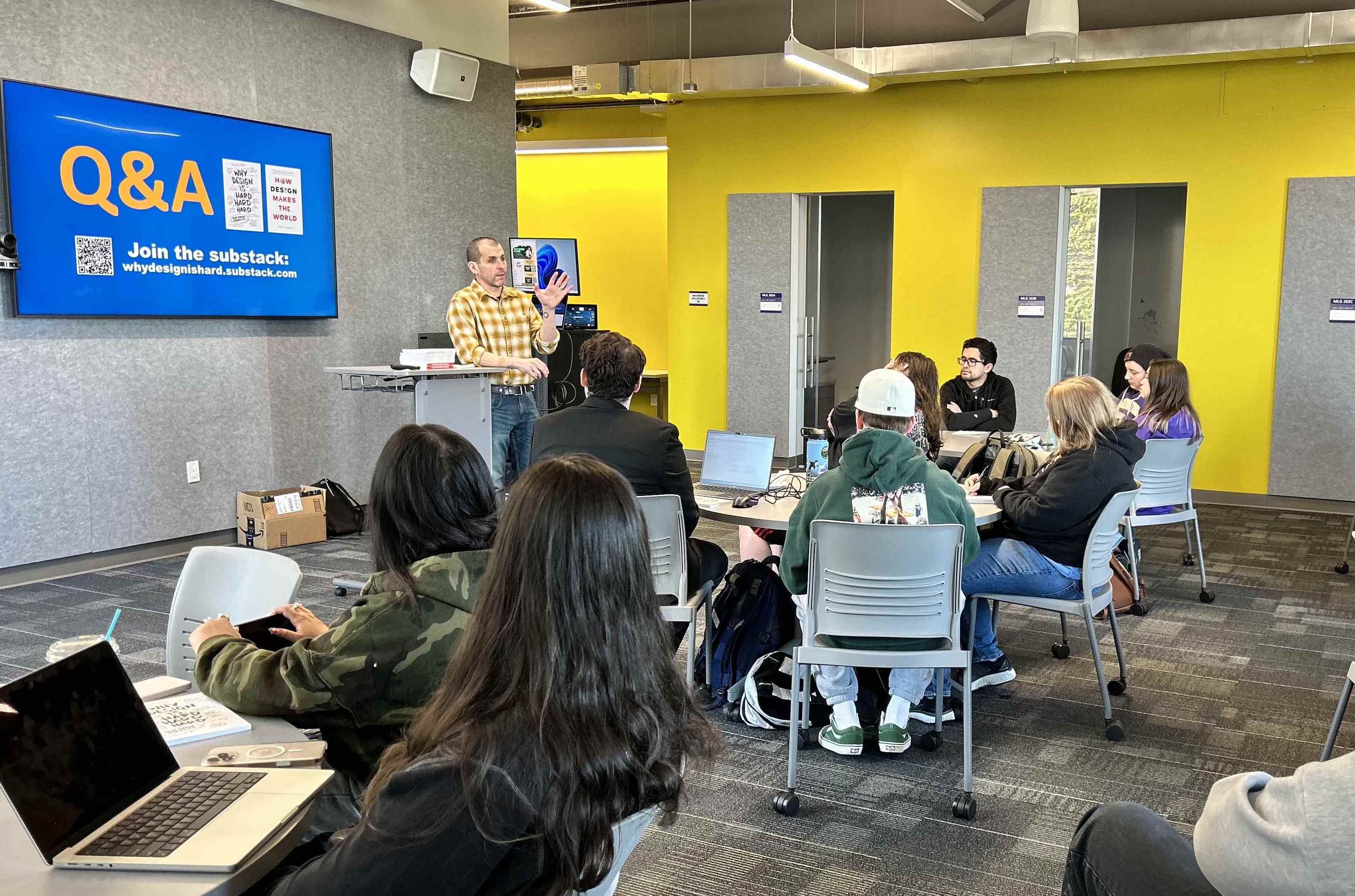 Students engage in lively Q&A session with Berkun.