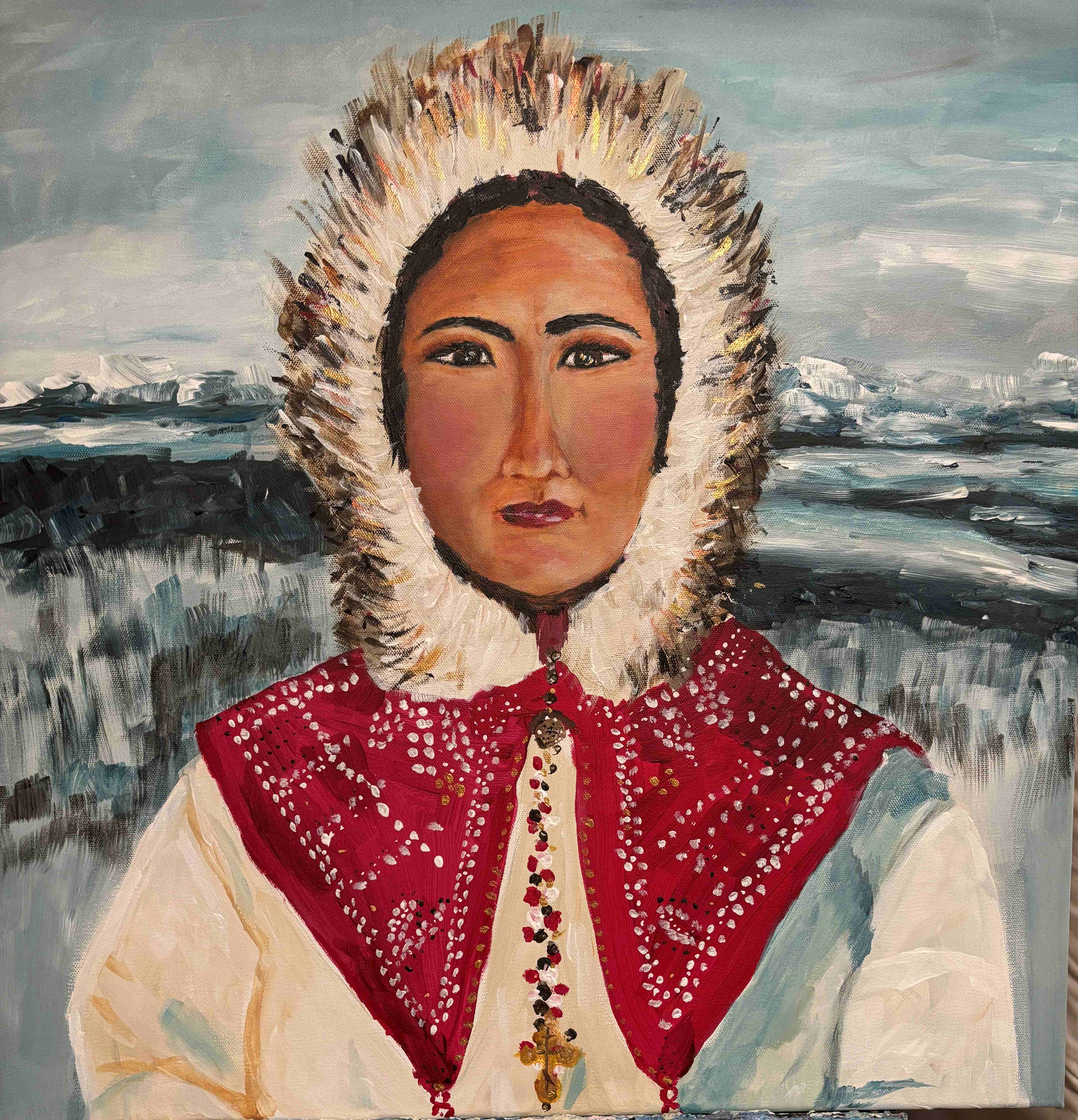 Painting of an Alaskan indigenous person