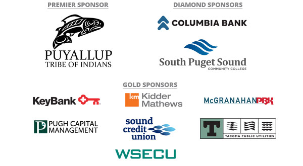 Sponsored by Puyallup Tribe, Columbia Bank, South Puget Sound Community College, KeyBank, Kidder Mathews, McGranahanPBK, Pugh Capital Management, Sound Credit Union, Tacoma Public Utilities and WSECU 