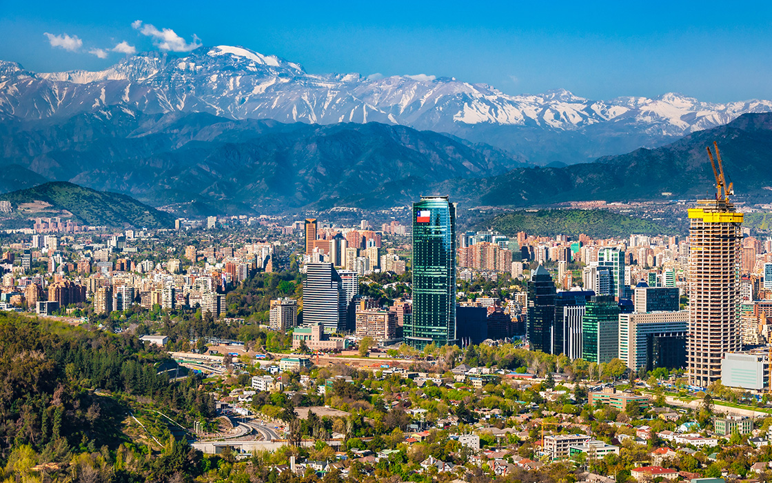 Aerial city view of Santiago of Chile