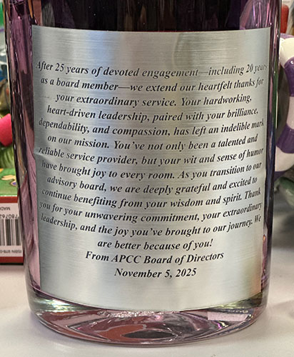 Plaque honoring Dr. Belinda Louie