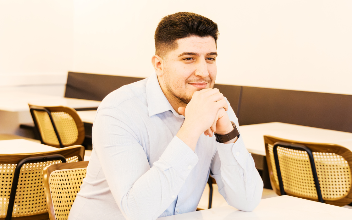 Karrar Hashem in his new Pacific Ave cafe