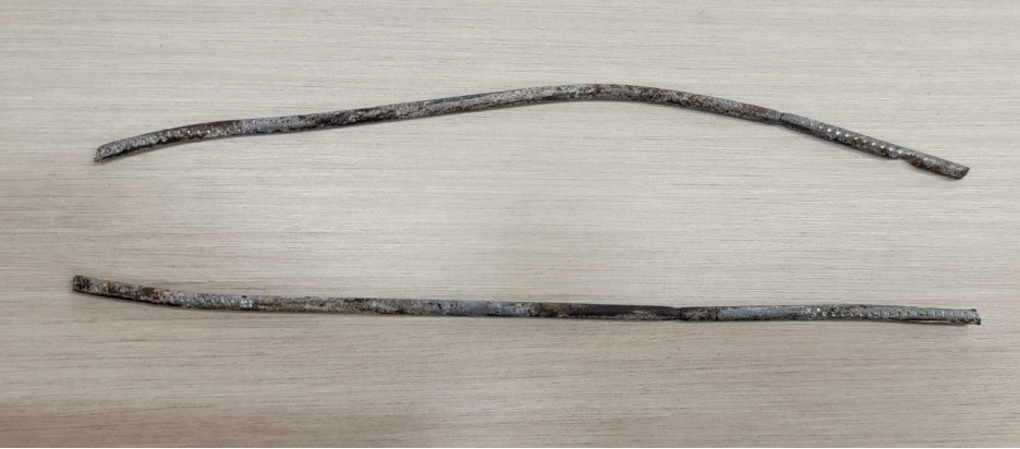 Cable samples showing test order, lengths, and diameters