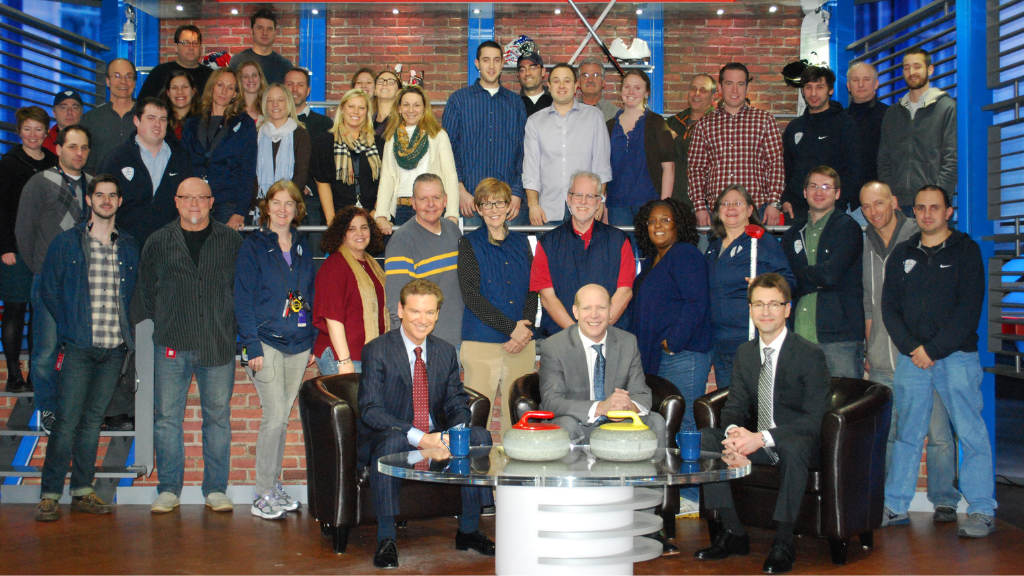 Bill Kunz and the NBC Olympics team pose for a group photo in Sochi.