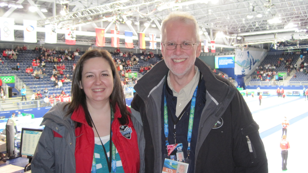 Bill Kunz and a student at the Vancouver Olympics in 2010.