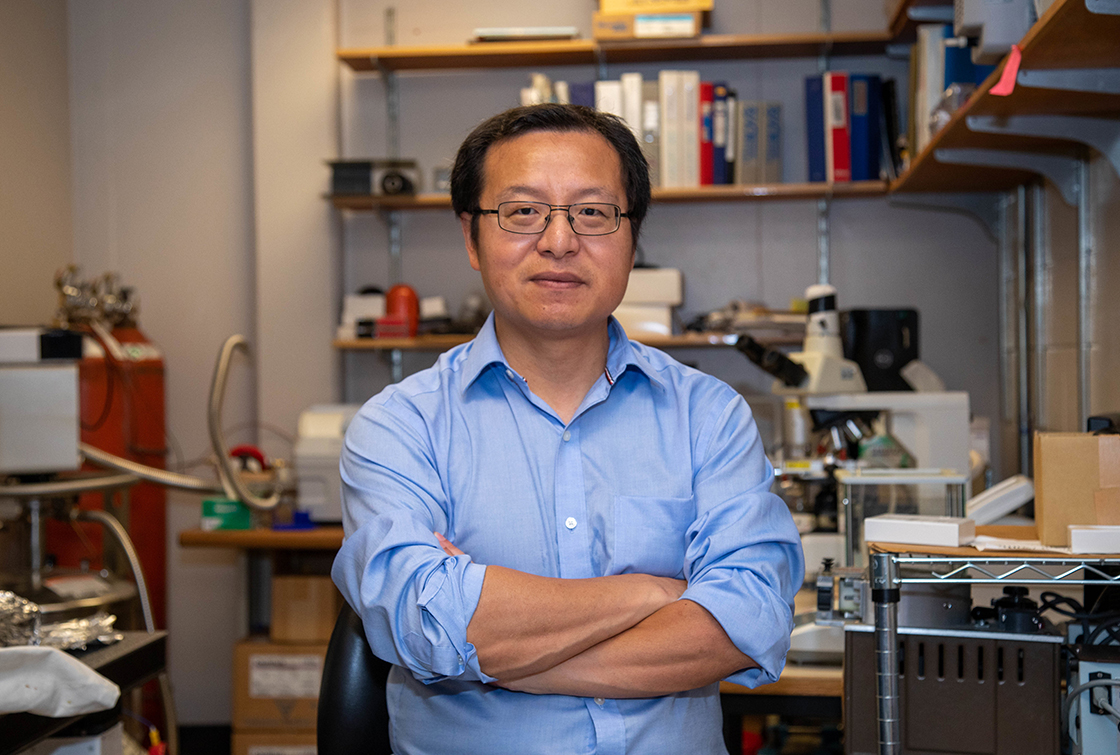 Associate Professor Andy Shu in a research lab at UW Tacoma.
