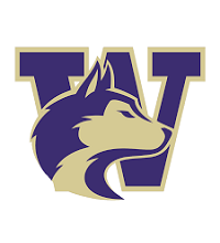 UW Logo, purple W and husky dog profile graphic