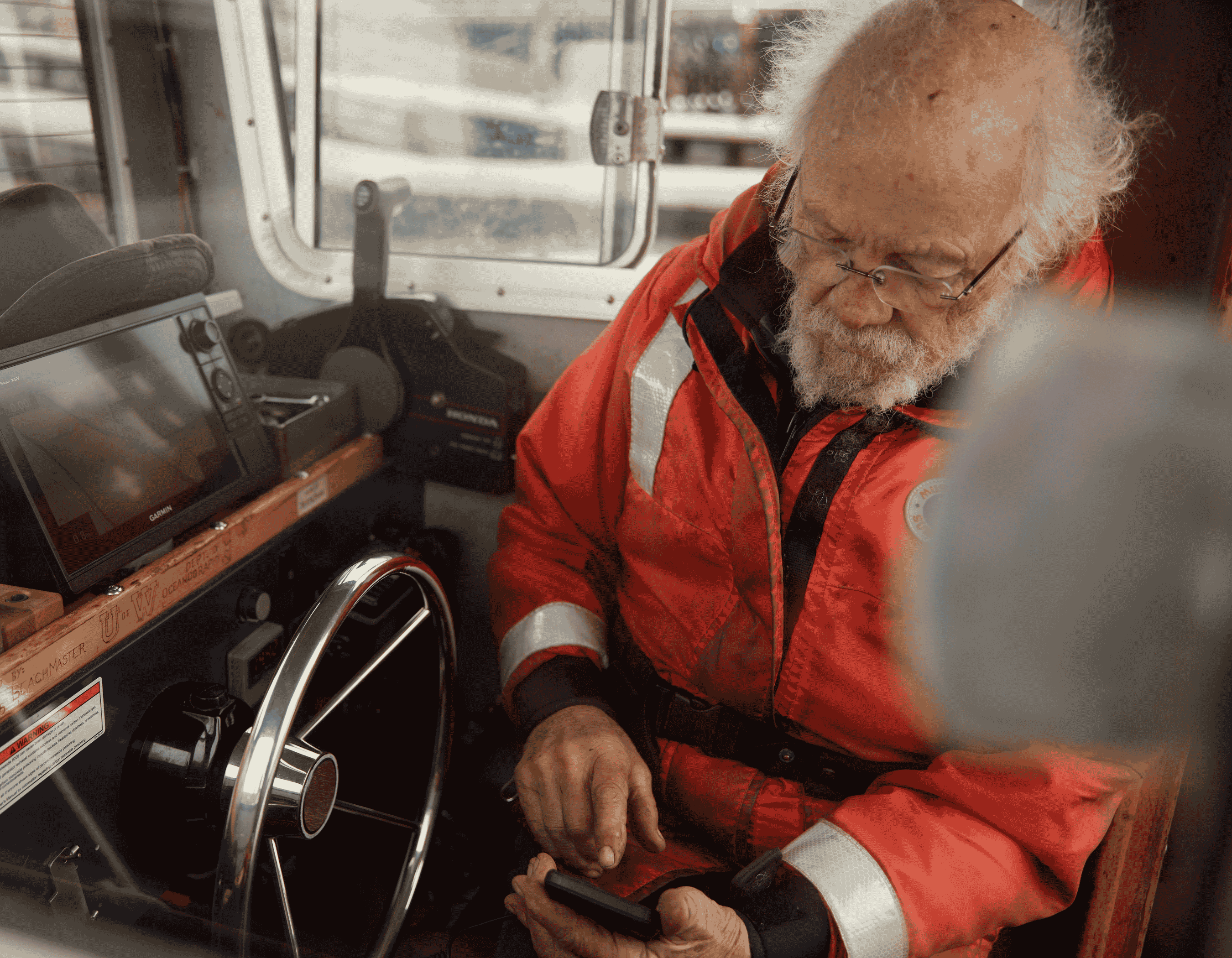 Captain Dave Thoreson aboard The Welander, a UW research vessel.