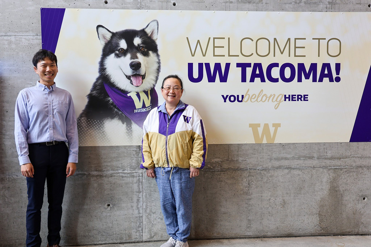 Zikai Wen and Yan Bai on campus at UW Tacoma