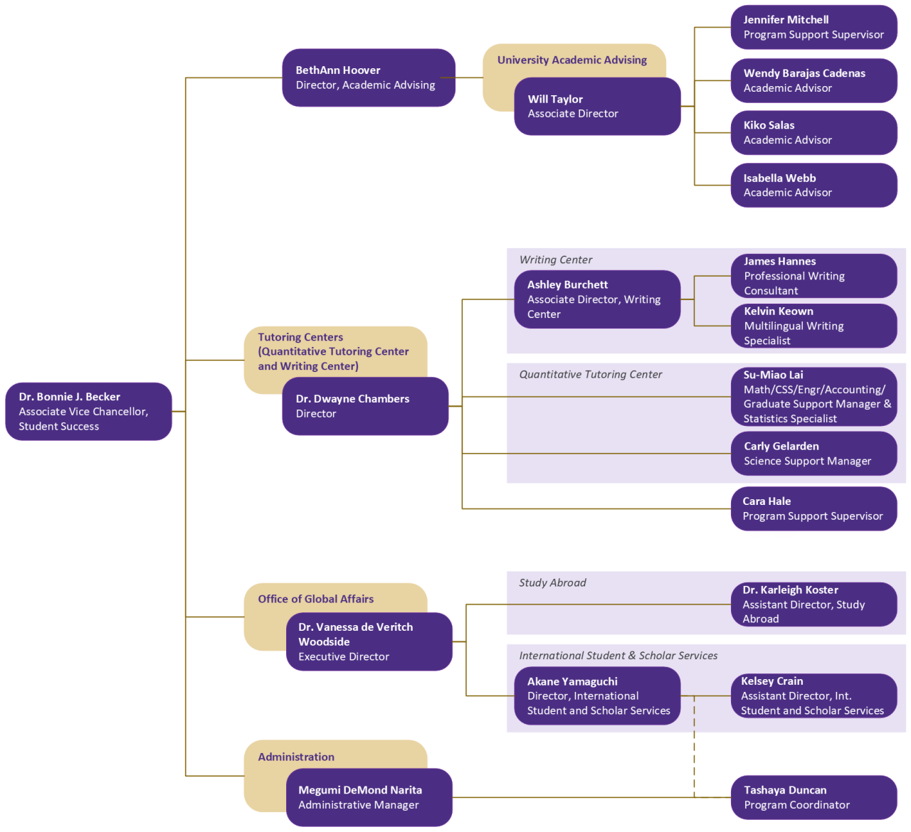 Academic Success Programs Organizational Chart