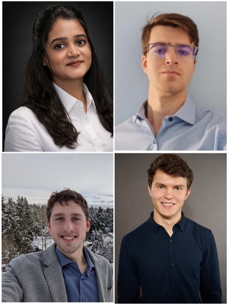 4-photo collage of the research team consisting of Abinava Bharathi Babu (top left), Patrick McKeever (top right), Steven Golob (bottom left), and Daniil Filienko (bottom right)