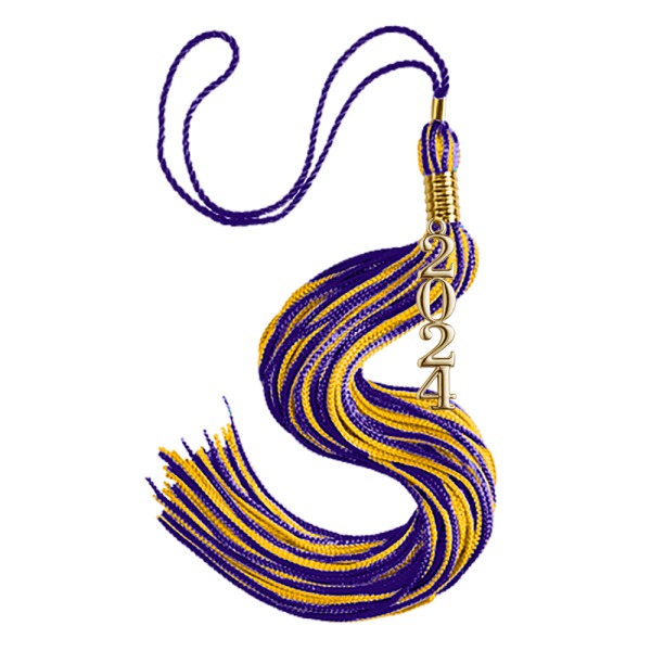 Purple and Gold Stacked Year/Date Charm