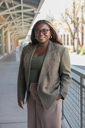 A portrait of Raven Tyler on the UW Tacoma campus.