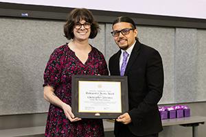 Husky Post Prison Pathways Specialist Christopher Johnston with Director of Operations & Administration Jilian Leahy