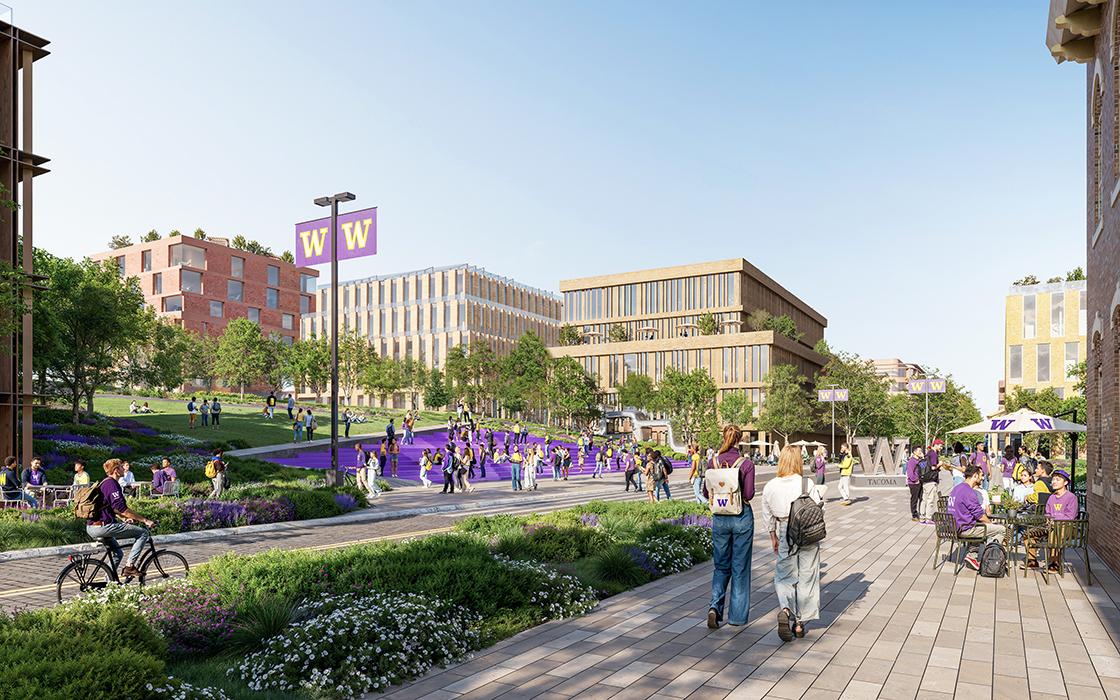 A rendering of what UW Tacoma’s revitalized campus core could look like as part of the vision outlined in its new campus master plan.
