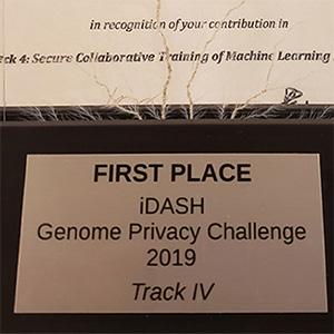 Detail of award and certificate for iDASH Genome Privacy Challenge 2019