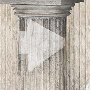 Ilustration of classical Greek columns with an arrow pointing to the right