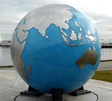 Globe of the earth at Tacoma's Thea's Park