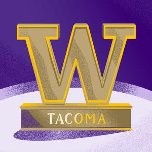 An illustration of the "W" statue for UW Tacoma.