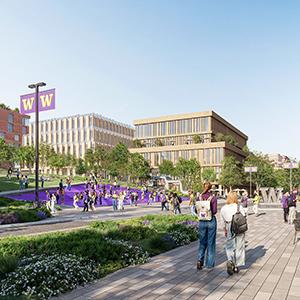 A rendering of what UW Tacoma’s revitalized campus core could look like as part of the vision outlined in its new campus master plan.