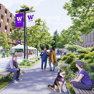 A rendering of what UW Tacoma’s open public spaces could look like as part of the vision outlined in its campus master plan.