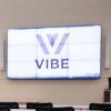 VIBE computer graphic on giant wall monitor