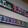 Stock market ticker and world clock in UW Tacoma Financial Markets Lab