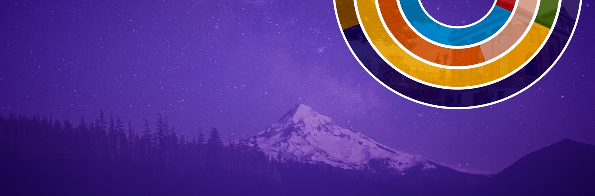 stylized banner image of Mt. Rainier