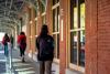 Students walking in front of academic block